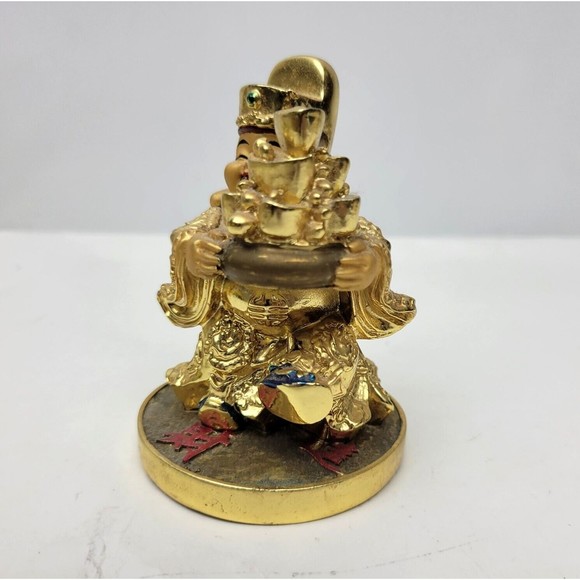 Gold Plated Feng Shui Chai Shen Ye Statue God of Wealth Fortune Good Luck 3.25" - Picture 4 of 14